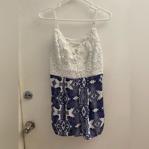 White and blue romper